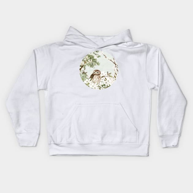 Little Owl Kids Hoodie by KatherineBlowerDesigns